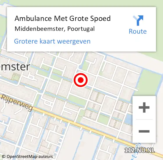 Locatie op kaart van de 112 melding: Ambulance Met Grote Spoed Naar Middenbeemster, Poortugal op 4 december 2021 20:46