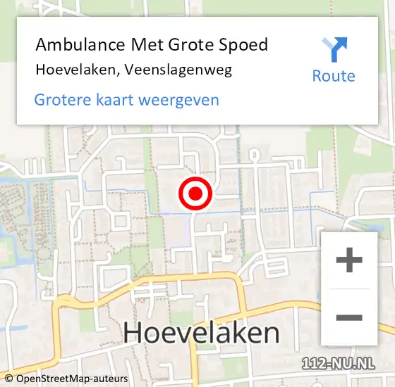 Locatie op kaart van de 112 melding: Ambulance Met Grote Spoed Naar Hoevelaken, Veenslagenweg op 4 december 2021 21:03