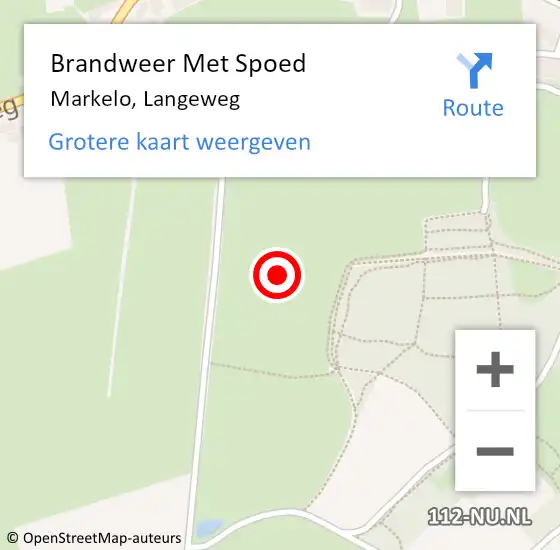Locatie op kaart van de 112 melding: Brandweer Met Spoed Naar Markelo, Langeweg op 4 december 2021 21:09