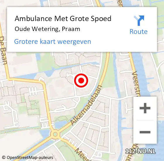 Locatie op kaart van de 112 melding: Ambulance Met Grote Spoed Naar Oude Wetering, Praam op 4 december 2021 21:49