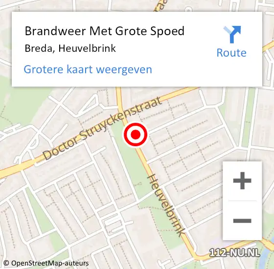 Locatie op kaart van de 112 melding: Brandweer Met Grote Spoed Naar Breda, Heuvelbrink op 4 december 2021 22:06