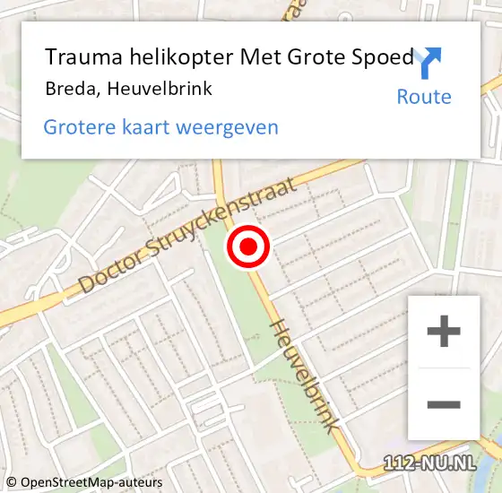 Locatie op kaart van de 112 melding: Trauma helikopter Met Grote Spoed Naar Breda, Heuvelbrink op 4 december 2021 22:13