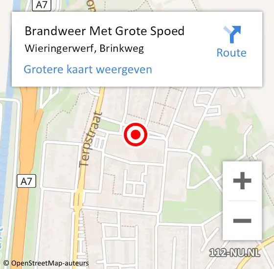 Locatie op kaart van de 112 melding: Brandweer Met Grote Spoed Naar Wieringerwerf, Brinkweg op 4 december 2021 22:22