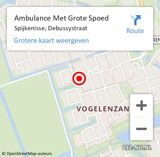 Locatie op kaart van de 112 melding: Ambulance Met Grote Spoed Naar Spijkenisse, Debussystraat op 4 december 2021 23:02