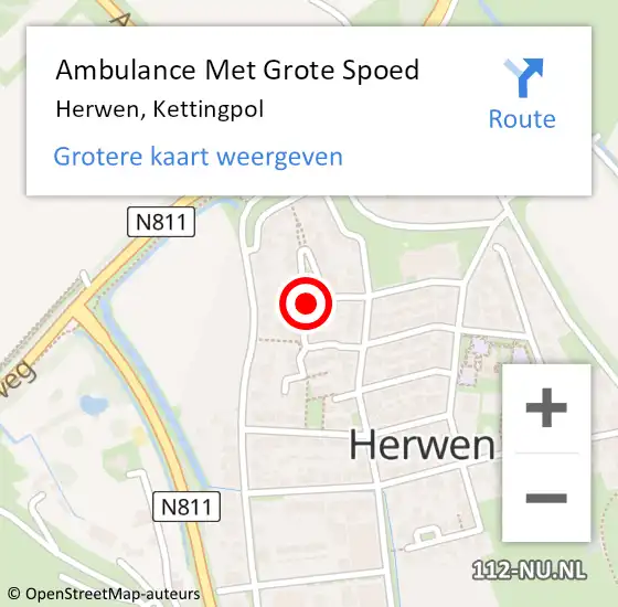 Locatie op kaart van de 112 melding: Ambulance Met Grote Spoed Naar Herwen, Kettingpol op 4 december 2021 23:27