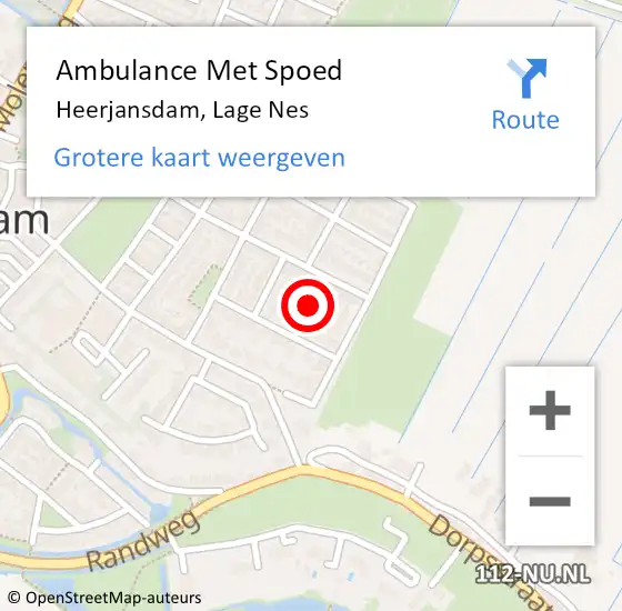 Locatie op kaart van de 112 melding: Ambulance Met Spoed Naar Heerjansdam, Lage Nes op 4 december 2021 23:29