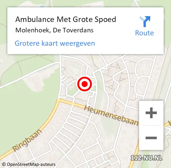 Locatie op kaart van de 112 melding: Ambulance Met Grote Spoed Naar Molenhoek, De Toverdans op 4 december 2021 23:30