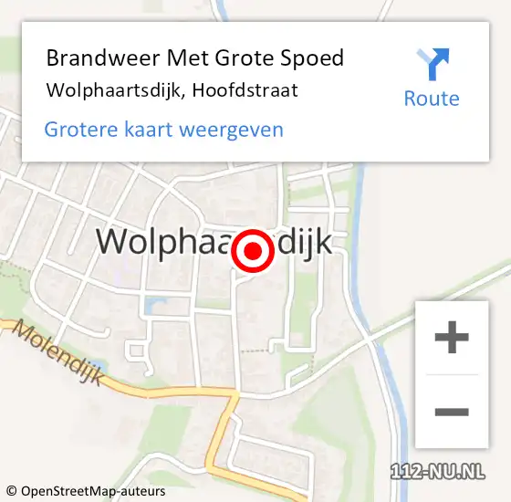 Locatie op kaart van de 112 melding: Brandweer Met Grote Spoed Naar Wolphaartsdijk, Hoofdstraat op 4 december 2021 23:55