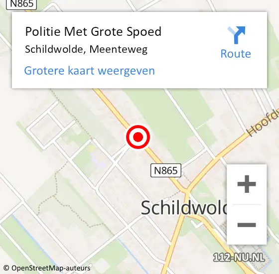 Locatie op kaart van de 112 melding: Politie Met Grote Spoed Naar Schildwolde, Meenteweg op 5 december 2021 00:01