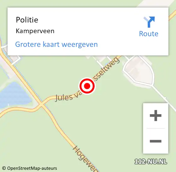 Locatie op kaart van de 112 melding: Politie Kamperveen op 5 december 2021 00:11