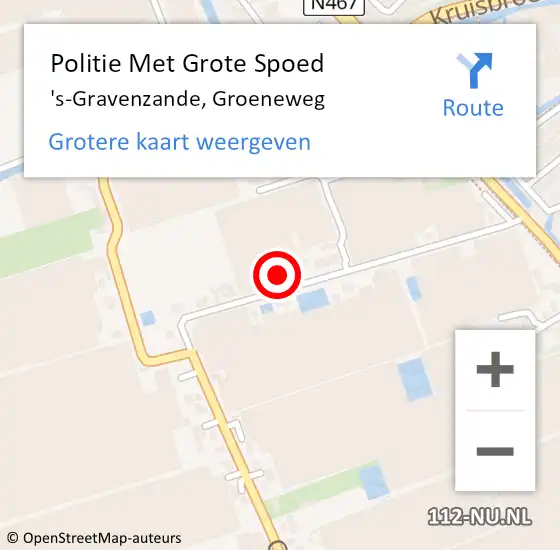 Locatie op kaart van de 112 melding: Politie Met Grote Spoed Naar 's-Gravenzande, Groeneweg op 5 december 2021 00:52