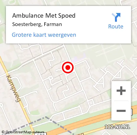 Locatie op kaart van de 112 melding: Ambulance Met Spoed Naar Soesterberg, Farman op 1 juli 2014 12:03