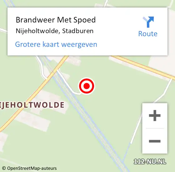 Locatie op kaart van de 112 melding: Brandweer Met Spoed Naar Nijeholtwolde, Stadburen op 6 oktober 2013 23:31