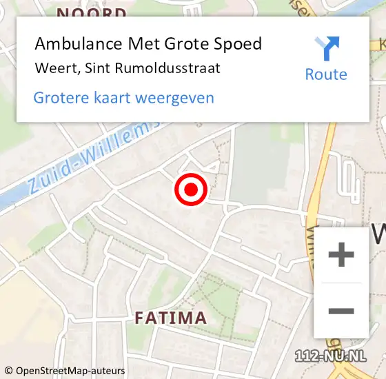 Locatie op kaart van de 112 melding: Ambulance Met Grote Spoed Naar Weert, Sint Rumoldusstraat op 5 december 2021 01:50