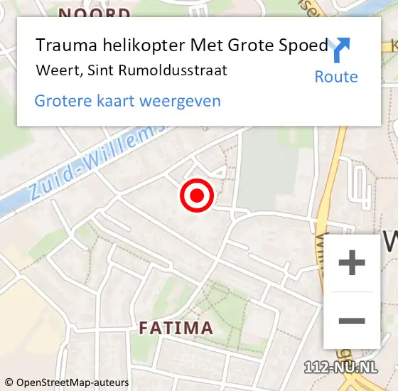 Locatie op kaart van de 112 melding: Trauma helikopter Met Grote Spoed Naar Weert, Sint Rumoldusstraat op 5 december 2021 01:50