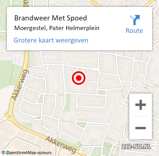 Locatie op kaart van de 112 melding: Brandweer Met Spoed Naar Moergestel, Pater Helmerplein op 5 december 2021 02:09