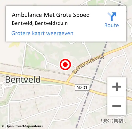 Locatie op kaart van de 112 melding: Ambulance Met Grote Spoed Naar Bentveld, Bentveldsduin op 5 december 2021 02:14