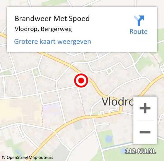 Locatie op kaart van de 112 melding: Brandweer Met Spoed Naar Vlodrop, Bergerweg op 5 december 2021 03:03