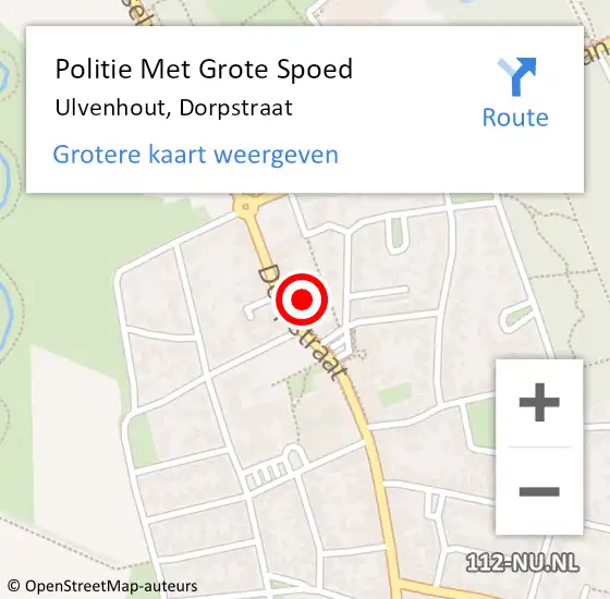 Locatie op kaart van de 112 melding: Politie Met Grote Spoed Naar Ulvenhout, Dorpstraat op 5 december 2021 03:35