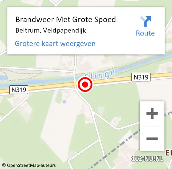 Locatie op kaart van de 112 melding: Brandweer Met Grote Spoed Naar Beltrum, Veldpapendijk op 5 december 2021 03:37