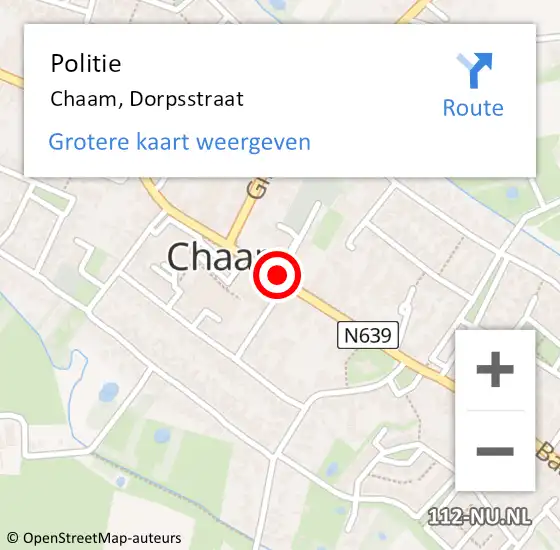 Locatie op kaart van de 112 melding: Politie Chaam, Dorpsstraat op 5 december 2021 03:45