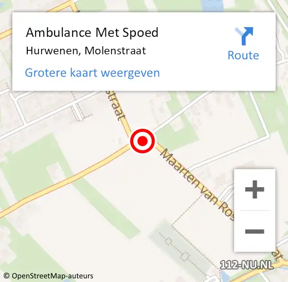 Locatie op kaart van de 112 melding: Ambulance Met Spoed Naar Hurwenen, Molenstraat op 5 december 2021 03:57