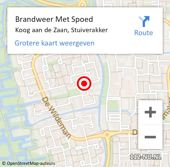 Locatie op kaart van de 112 melding: Brandweer Met Spoed Naar Koog aan de Zaan, Stuiverakker op 5 december 2021 04:50