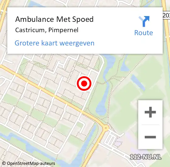 Locatie op kaart van de 112 melding: Ambulance Met Spoed Naar Castricum, Pimpernel op 5 december 2021 07:57