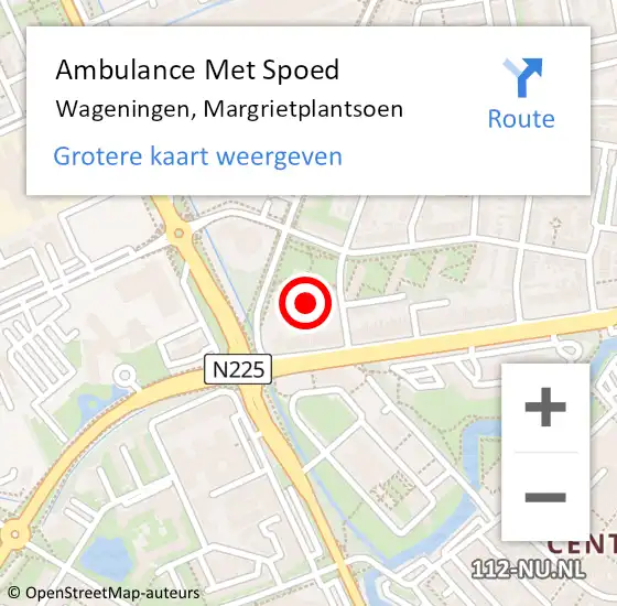 Locatie op kaart van de 112 melding: Ambulance Met Spoed Naar Wageningen, Margrietplantsoen op 5 december 2021 07:57