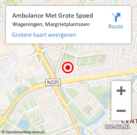 Locatie op kaart van de 112 melding: Ambulance Met Grote Spoed Naar Wageningen, Margrietplantsoen op 5 december 2021 07:58