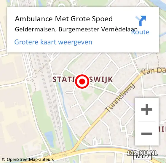 Locatie op kaart van de 112 melding: Ambulance Met Grote Spoed Naar Geldermalsen, Burgemeester Vernèdelaan op 5 december 2021 08:12