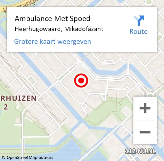 Locatie op kaart van de 112 melding: Ambulance Met Spoed Naar Heerhugowaard, Mikadofazant op 5 december 2021 08:43