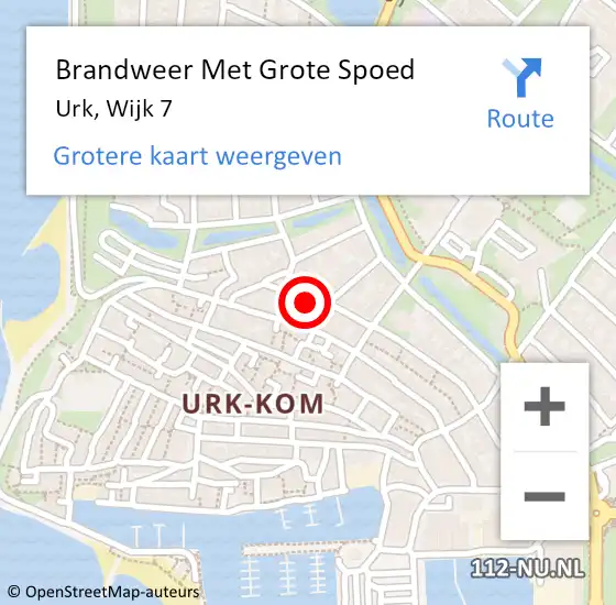 Locatie op kaart van de 112 melding: Brandweer Met Grote Spoed Naar Urk, Wijk 7 op 1 juli 2014 12:20