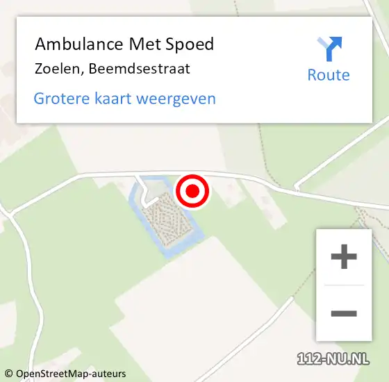 Locatie op kaart van de 112 melding: Ambulance Met Spoed Naar Zoelen, Beemdsestraat op 5 december 2021 09:59