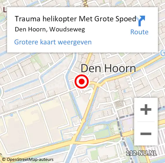 Locatie op kaart van de 112 melding: Trauma helikopter Met Grote Spoed Naar Den Hoorn, Woudseweg op 5 december 2021 10:00