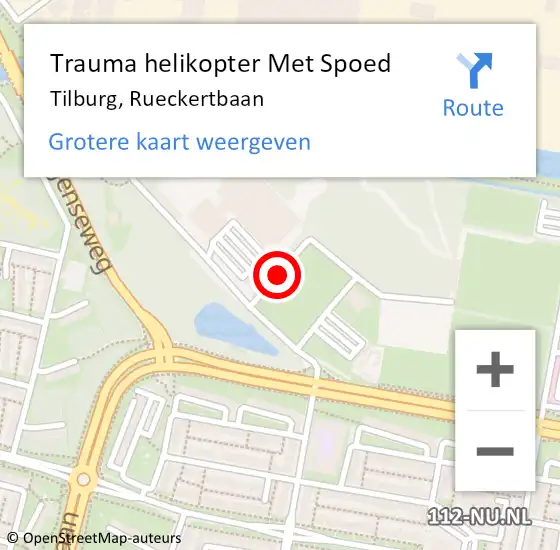 Locatie op kaart van de 112 melding: Trauma helikopter Met Spoed Naar Tilburg, Rueckertbaan op 5 december 2021 10:42