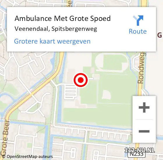 Locatie op kaart van de 112 melding: Ambulance Met Grote Spoed Naar Veenendaal, Spitsbergenweg op 5 december 2021 10:44