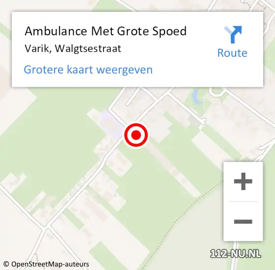 Locatie op kaart van de 112 melding: Ambulance Met Grote Spoed Naar Varik, Walgtsestraat op 5 december 2021 11:02