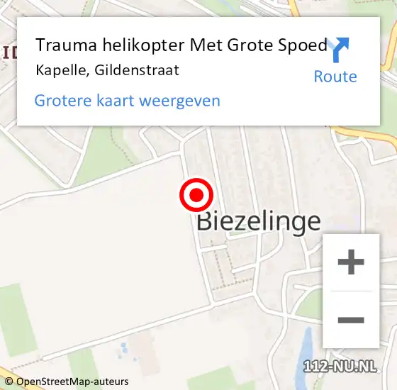 Locatie op kaart van de 112 melding: Trauma helikopter Met Grote Spoed Naar Kapelle, Gildenstraat op 5 december 2021 11:25