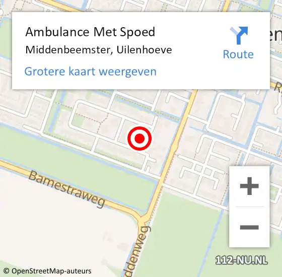 Locatie op kaart van de 112 melding: Ambulance Met Spoed Naar Middenbeemster, Uilenhoeve op 5 december 2021 11:38