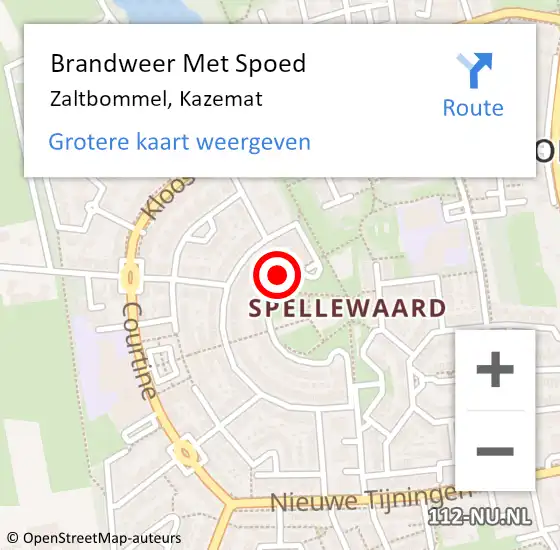 Locatie op kaart van de 112 melding: Brandweer Met Spoed Naar Zaltbommel, Kazemat op 5 december 2021 11:44