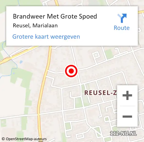 Locatie op kaart van de 112 melding: Brandweer Met Grote Spoed Naar Reusel, Marialaan op 5 december 2021 11:56