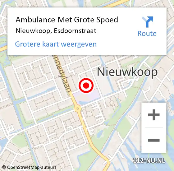 Locatie op kaart van de 112 melding: Ambulance Met Grote Spoed Naar Nieuwkoop, Esdoornstraat op 5 december 2021 12:25