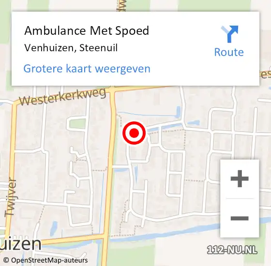 Locatie op kaart van de 112 melding: Ambulance Met Spoed Naar Venhuizen, Steenuil op 5 december 2021 12:36
