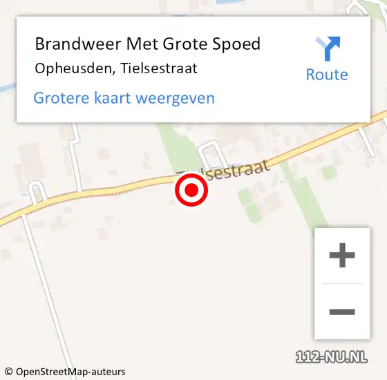 Locatie op kaart van de 112 melding: Brandweer Met Grote Spoed Naar Opheusden, Tielsestraat op 1 juli 2014 12:33