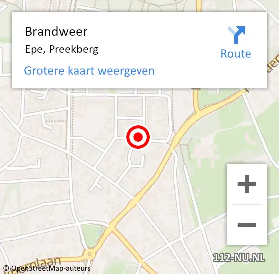 Locatie op kaart van de 112 melding: Brandweer Epe, Preekberg op 5 december 2021 12:48