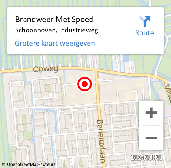 Locatie op kaart van de 112 melding: Brandweer Met Spoed Naar Schoonhoven, Industrieweg op 5 december 2021 13:26