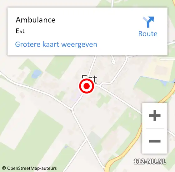 Locatie op kaart van de 112 melding: Ambulance Est op 5 december 2021 14:05