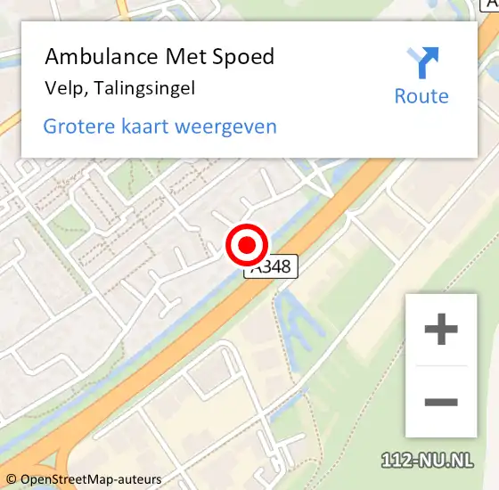 Locatie op kaart van de 112 melding: Ambulance Met Spoed Naar Velp, Talingsingel op 5 december 2021 14:10