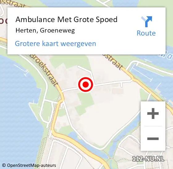 Locatie op kaart van de 112 melding: Ambulance Met Grote Spoed Naar Herten, Groeneweg op 5 december 2021 14:17